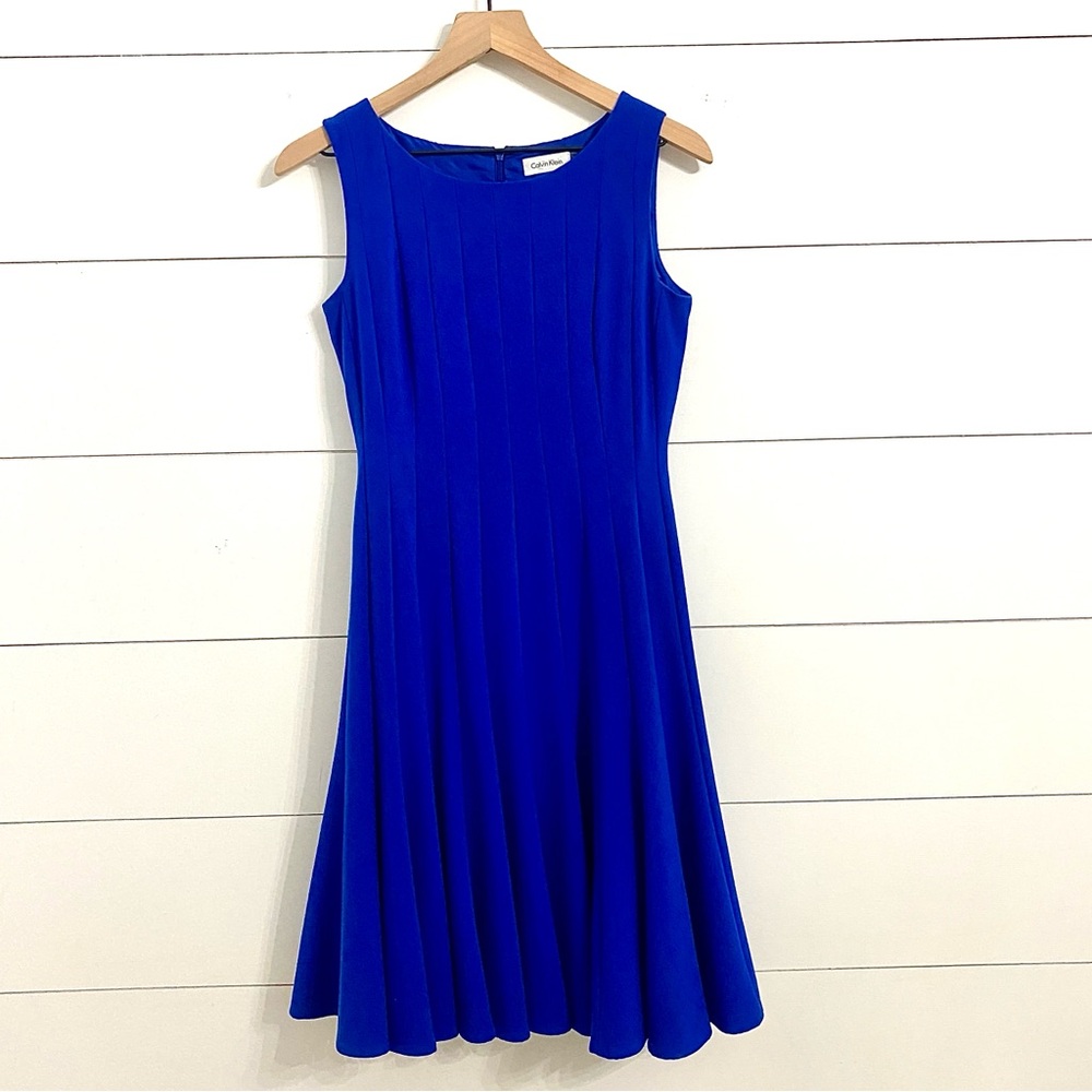 Calvin Klein Sleeveless Pleated A Line Swing Fit and Flare Midi Dress Size 2